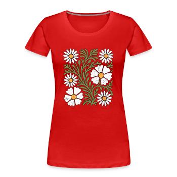 Marguerites bohèmes - T-shirt bio Premium Femme - rouge - Devant - Mia (176cm)