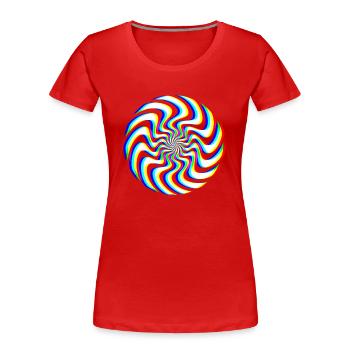 Spirale Glitch – Illusion Optique - T-shirt bio Premium Femme - rouge - Devant - Mia (176cm)