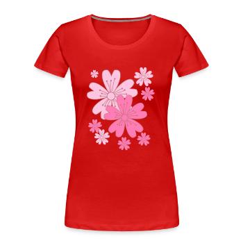 Fallende Sakura Kirschblüten - Frauen Premium Bio T-Shirt - Rot - Vorne - Mia (176cm)