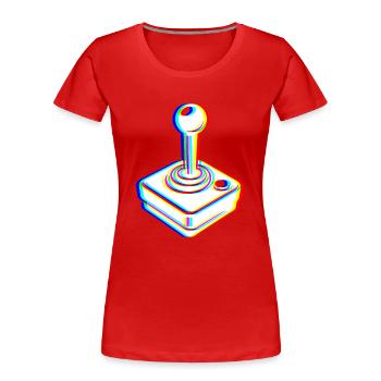 Glitch Joystick – Retro Gaming - Frauen Premium Bio T-Shirt - Rot - Vorne - Mia (176cm)