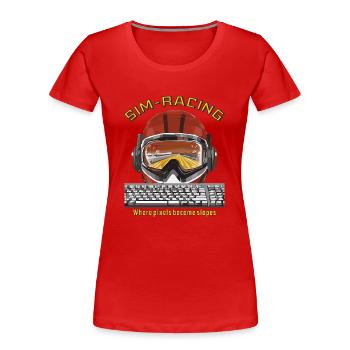 SIM RACING Where pixels become slopes - Frauen Premium Bio T-Shirt - Rot - Vorne - Mia (176cm)