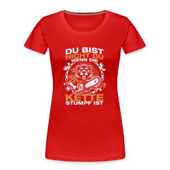 Chaîne Bois Émoussé Fabrication Bûcheron Bûcheron - T-shirt bio Premium Femme - rouge - Devant - Mia (176cm)
