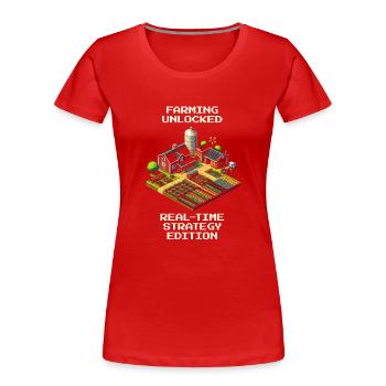 Ackerbau = RTS | Ressourcenmanagement mit Diesel - Frauen Premium Bio T-Shirt - Rot - Vorne - Mia (176cm)