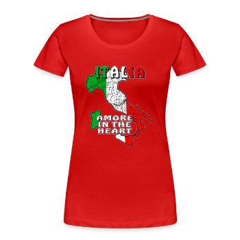 ITALIA AMORE IN THE HEART - Frauen Premium Bio T-Shirt - Rot - Vorne - Mia (176cm)