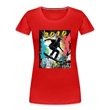 2010 SKAETER Born in the best year - Frauen Premium Bio T-Shirt - Rot - Vorne - Mia (176cm)