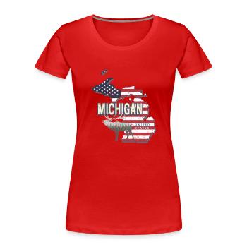Michigan United States USA Vintage Souvenir - Women's Premium Organic T-Shirt - red - Front - Mia (176cm)