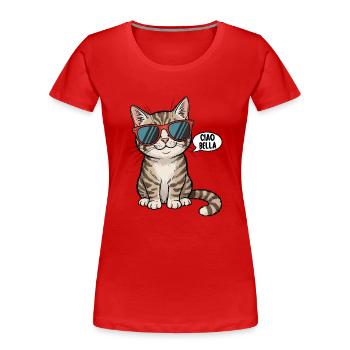 Ciao Bella - Frauen Premium Bio T-Shirt - Rot - Vorne - Mia (176cm)