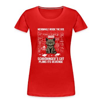 Le chat de Schrödinger planifie sa vengeance - T-shirt bio Premium Femme - rouge - Devant - Mia (176cm)