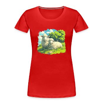 Schafe Schaf - Frauen Premium Bio T-Shirt - Rot - Vorne - Mia (176cm)