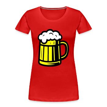 Chope à bière en verre à bière - T-shirt bio Premium Femme - rouge - Devant - Mia (176cm)