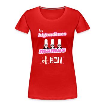 Les Bigoudènes MAMAS de Bretagne BZH - T-shirt bio Premium Femme - rouge - Devant - Mia (176cm)