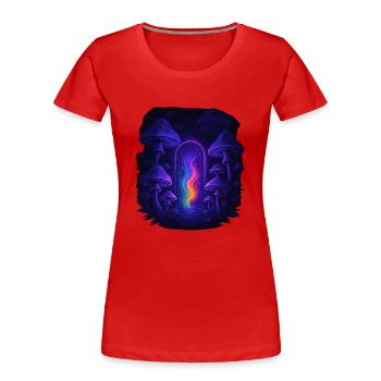 Magic Mushroom - Pilzwald Portal - Frauen Premium Bio T-Shirt - Rot - Vorne - Mia (176cm)