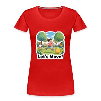 ENFANTS FAISANT DE L’EXERCICE. BOUGEONS - T-shirt bio Premium Femme - rouge - Devant - Mia (176cm)