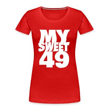 49 - T-shirt bio Premium Femme - rouge - Devant - Mia (176cm)