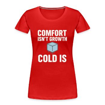 Douches froides Dureté mentale Exposition au froid - T-shirt bio Premium Femme - rouge - Devant - Mia (176cm)