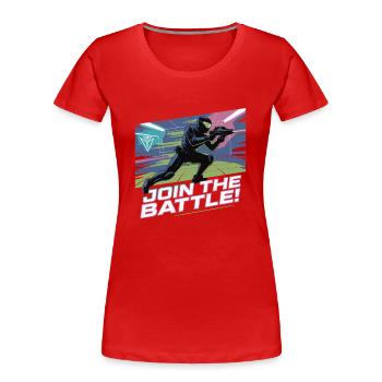 LASER REJOIGNEZ LA BATAILLE - T-shirt bio Premium Femme - rouge - Devant - Mia (176cm)