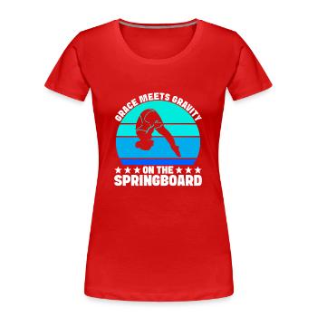 Kunstspringen Turmspringer Sprungbrett - Frauen Premium Bio T-Shirt - Rot - Vorne - Mia (176cm)