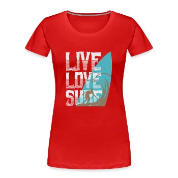 Surfeur audacieux Lifestyle Design Surfeur audacieux - T-shirt bio Premium Femme - rouge - Devant - Mia (176cm)