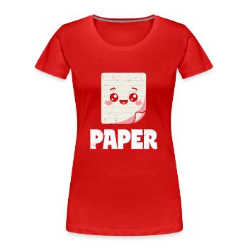 Ciseaux Pierre Papier Groupe École Jeu Papier Figurine - T-shirt bio Premium Femme - rouge - Devant - Mia (176cm)