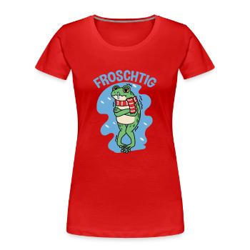 Frösche Kröte Laubfrosch Frosch Froschtig - Frauen Premium Bio T-Shirt - Rot - Vorne - Mia (176cm)