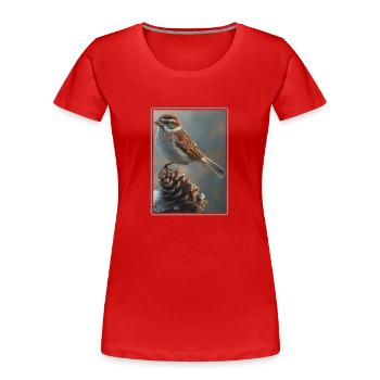 Spatzen Spatz - Frauen Premium Bio T-Shirt - Rot - Vorne - Mia (176cm)