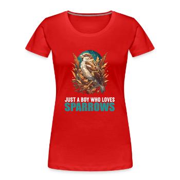 Spatzen Spatz - Frauen Premium Bio T-Shirt - Rot - Vorne - Mia (176cm)