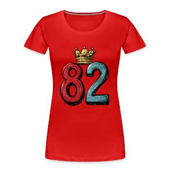 82 Nombre Couronne - T-shirt bio Premium Femme - rouge - Devant - Mia (176cm)