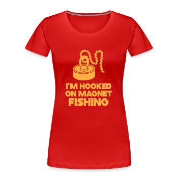 Neodym-Magnet Angeln Magnetischer Fischer - Frauen Premium Bio T-Shirt - Rot - Vorne - Mia (176cm)