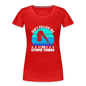 Plongeoir - T-shirt bio Premium Femme - rouge - Devant - Mia (176cm)