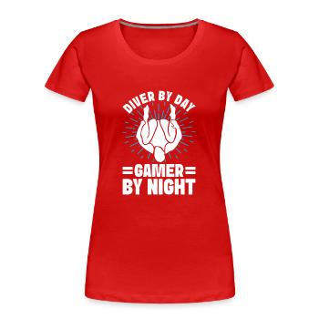 Plongeoir - T-shirt bio Premium Femme - rouge - Devant - Mia (176cm)