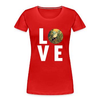 Cigognes Cigognes - T-shirt bio Premium Femme - rouge - Devant - Mia (176cm)