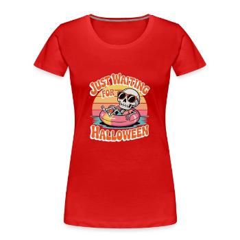 Chill Skeleton Halloween Vibes - Women's Premium Organic T-Shirt - red - Front - Mia (176cm)