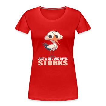 Störche Storch - Frauen Premium Bio T-Shirt - Rot - Vorne - Mia (176cm)