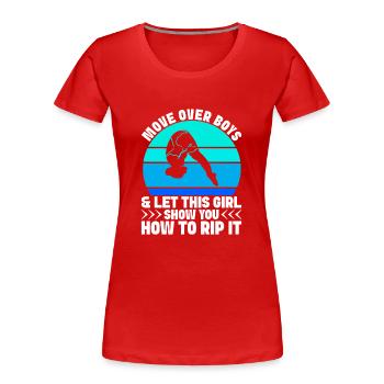 Plongeoir - T-shirt bio Premium Femme - rouge - Devant - Mia (176cm)