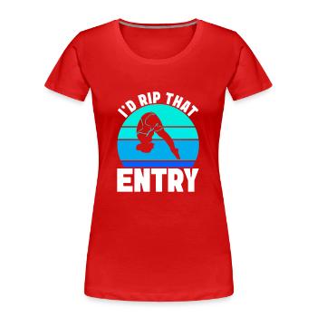 Plongeoir - T-shirt bio Premium Femme - rouge - Devant - Mia (176cm)