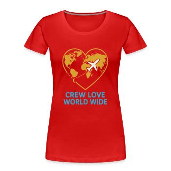 Hôtesse de l’air Personnel navigant commercial Life Aviation - T-shirt bio Premium Femme - rouge - Devant - Mia (176cm)