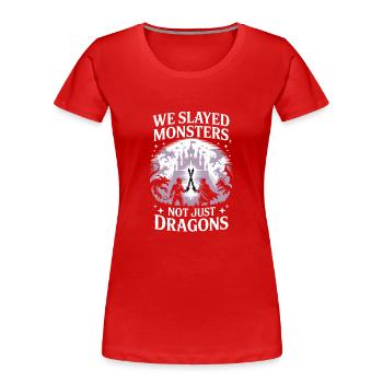 Episches heroisches Design mit Drachen - Frauen Premium Bio T-Shirt - Rot - Vorne - Mia (176cm)