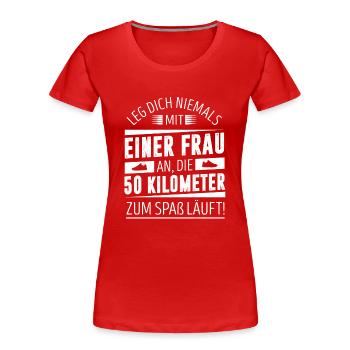 Laufen & Joggen | 50 Kilometer Frau - Frauen Premium Bio T-Shirt - Rot - Vorne - Mia (176cm)