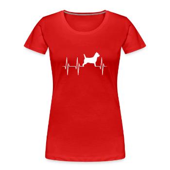 Cairn Terrier Dog Owner Cairn Heartbeat Dog Gift - Women's Premium Organic T-Shirt - red - Front - Mia (176cm)