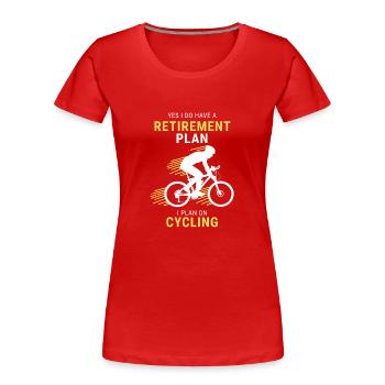 Retirement Bicycle - Women's Premium Organic T-Shirt - red - Front - Mia (176cm)