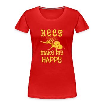 Bees make me happy, bees, beekeepers, gift - Women's Premium Organic T-Shirt - red - Front - Mia (176cm)