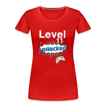 11ème anniversaire - T-shirt bio Premium Femme - rouge - Devant - Mia (176cm)