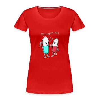 HAPPY PILL - fröhliche Pillen - Tabletten - Liebe - Frauen Premium Bio T-Shirt - Rot - Vorne - Mia (176cm)