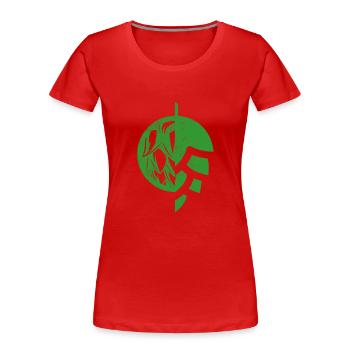 Houblon Logo - Hopfendolde, fleur de la plante du houblon - T-shirt bio Premium Femme - rouge - Devant - Mia (176cm)