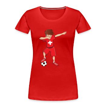 Dab Dabbing Suisse Football Joueur Fan - T-shirt bio Premium Femme - rouge - Devant - Mia (176cm)