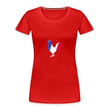 Frankreich Flagge Hahn Fußball Shirt - Frauen Premium Bio T-Shirt - Rot - Vorne - Mia (176cm)