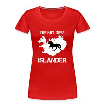 Die mit dem Isländer - Frauen Premium Bio T-Shirt - Rot - Vorne - Mia (176cm)