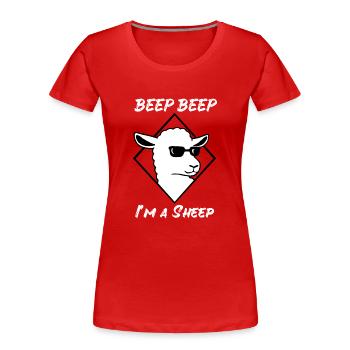 Sheep Beep Beep I ma Sheep Sunglasses Cool - Women's Premium Organic T-Shirt - red - Front - Mia (176cm)