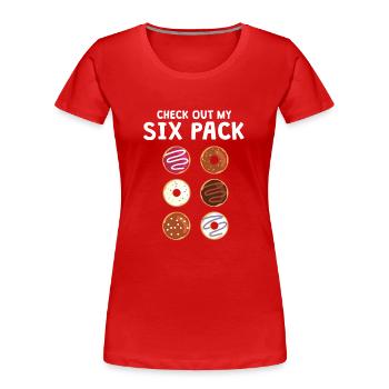 Funny Check out my six pack T-Shirt - Women's Premium Organic T-Shirt - red - Front - Mia (176cm)