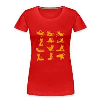 Cats doing Yoga - Frauen Premium Bio T-Shirt - Rot - Vorne - Mia (176cm)